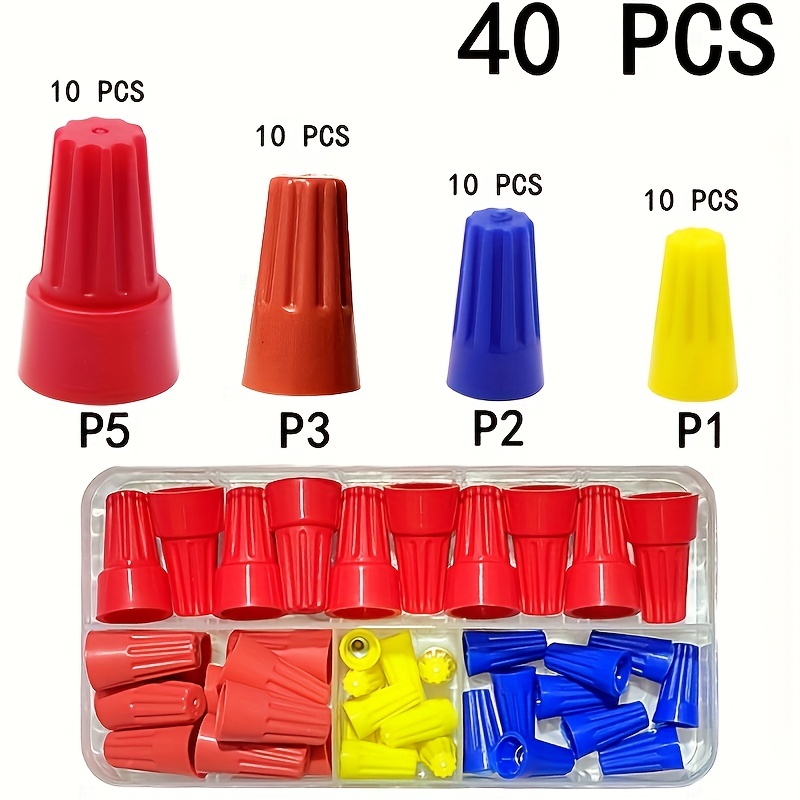 Home Improvement Items - 40-220個入り箱入りクイックコネクタキット、ツイストスピードスプリングカバーターミナル、電気機器コネクタ、ステンレススチールスプリング+PVC難燃性ケーシング、ワイヤーコネクタターミナル、AWG 24-7、ホームセンターやDIY用品のメンテナンス部品