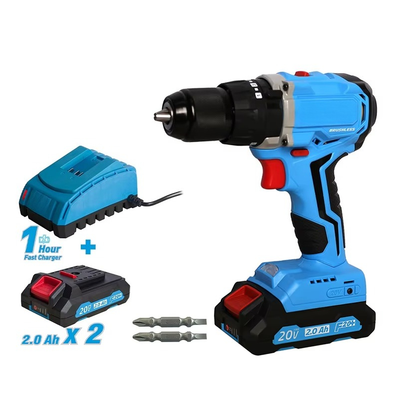 Power Drill Cordless - 20Vコードレスブラシレスドリルパワーツールセット、リチウムイオンインパクトドリルドライバー、バッテリーキット付きコンボ