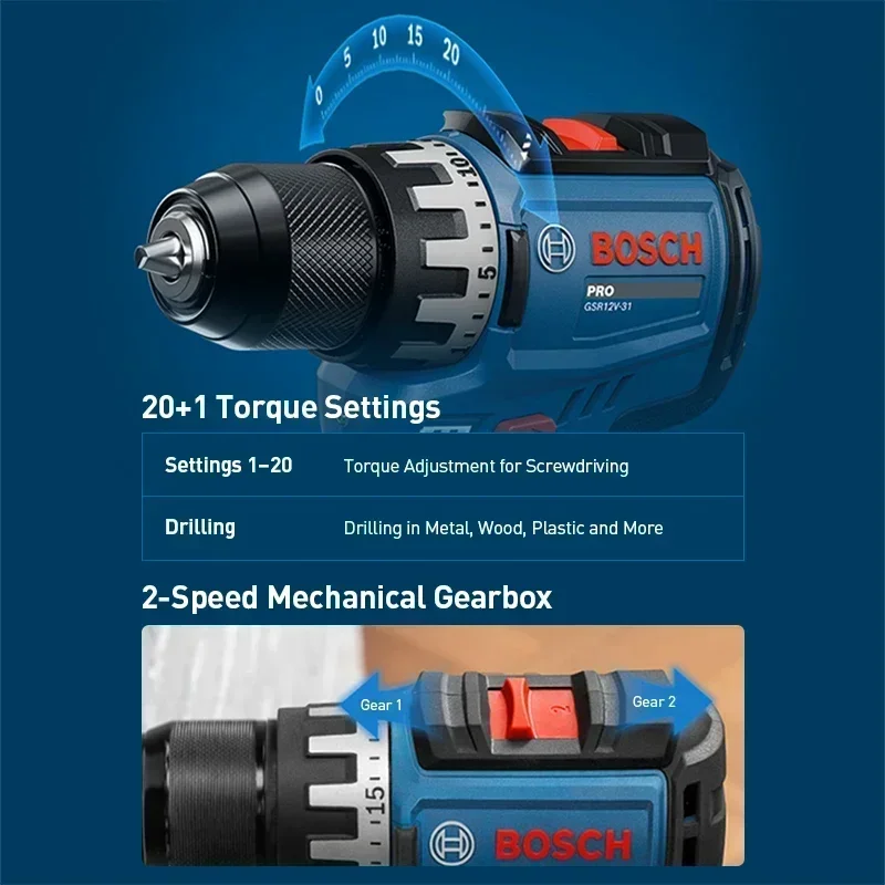 ボッシュ GSR12V-31 コードレス電動ドリルドライバー - Power Drill Cordless のレビューと価格