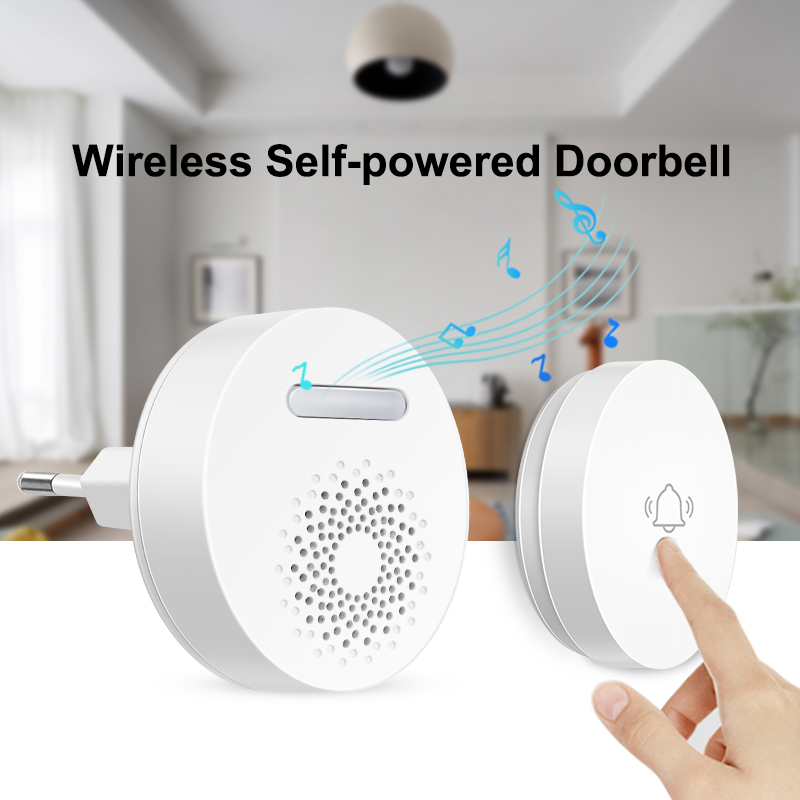 ワイヤレスドアベルバッテリーなしセルフパワーボタンウェルカム - Home Improvement Hardware のレビューと価格